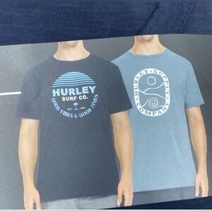 NWT Hurley Mens 2-Pack Graphic Tees 100% Cotton Blue size M